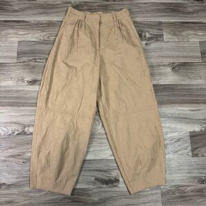 House of Harlow 1960 Tan Embroidered Barrel Trouser Pants 100% Cotton Size Small